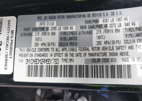 2024 Mazda Cx-30 2.5 S Premium Package z USA, uszkodzony, nr VIN 3MVDMBDM2RM651783